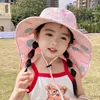 Summer Children UV Protection Shawl Hat Print Kids Large Brim Sunshade Visor 2-10Year Boy Girl Baby Quick Dry Mesh Fisherman Cap 2