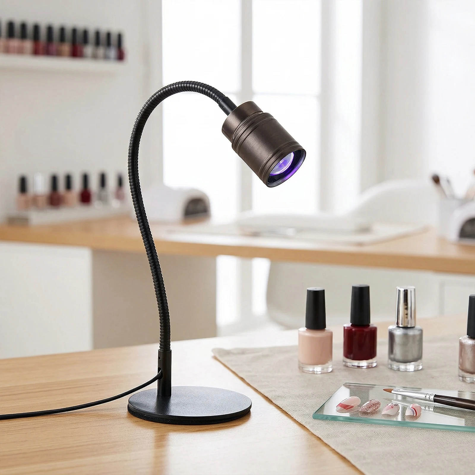 구즈넥 LED 작업등 (풋 페달 스위치 포함) 자석식 작업등 LED UV 네일 경화 램프 (형광 페인트용)
