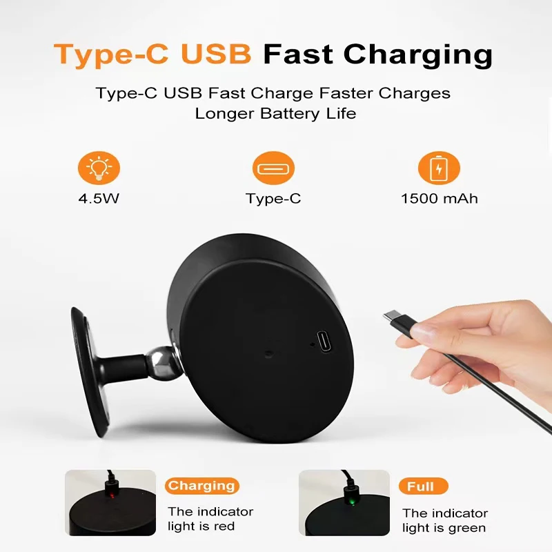 Led Wall Lamp Touch Control Remote 360 Rotatable USB Recharge Wireless Portable Night Light For Bedroom Reading Lamp