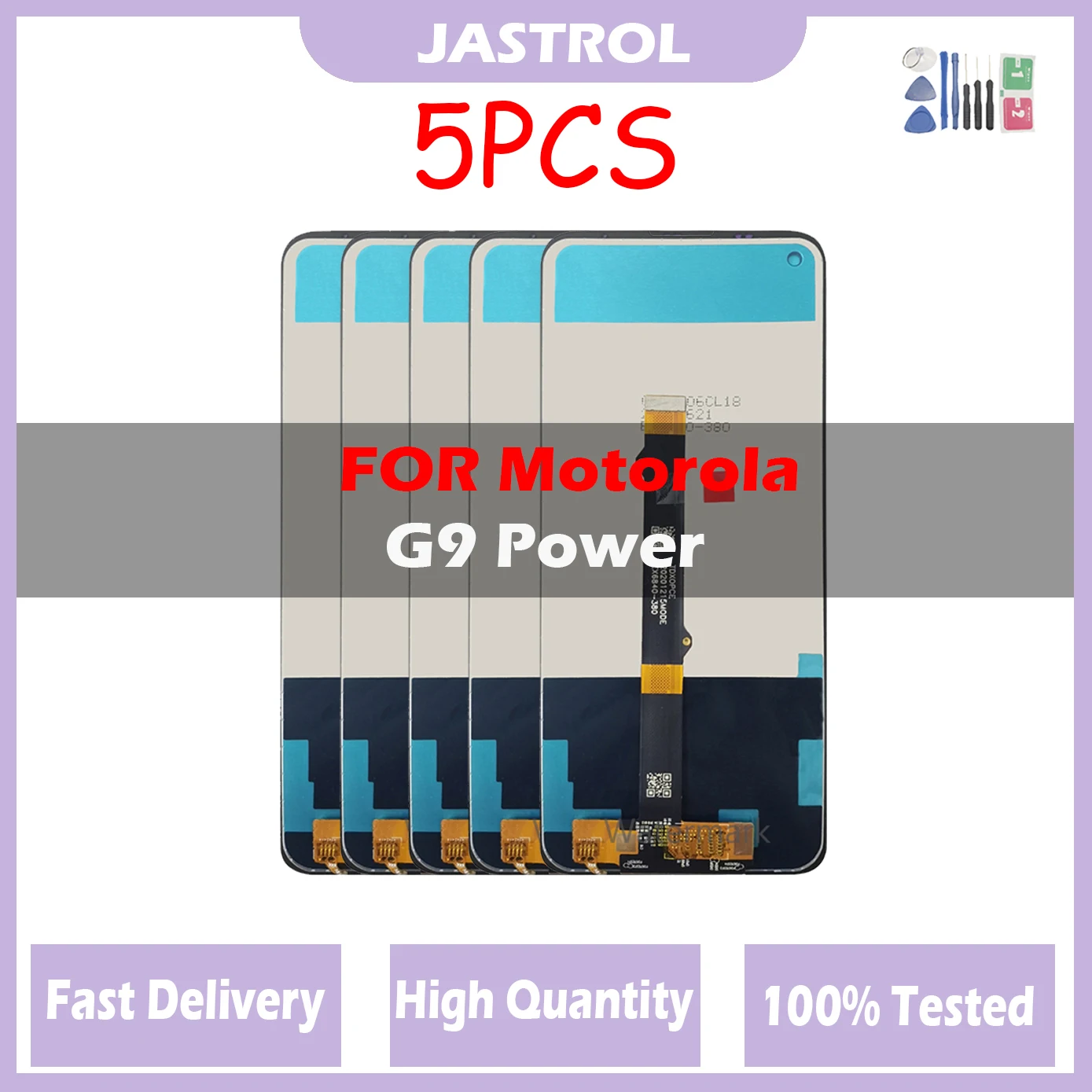 5 Pz. Lot Per Motorola G9 Power Display Lcd Touch Screen Panel Digitziter Assembly Per Moto G9 Power Xt2091-3 Xt2091-4 Con Cornice