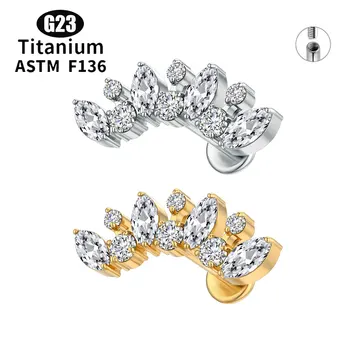 ASTM F136 Titanium Piercing Stud 16g 5A Zircon Tragus Cartilage Helix Conch Ear ring Body Jewelry