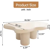 Cloud Coffee Table, Modern White Coffee Table for Living Room, Cute Irregular Indoor Tea Table with 3 Legs, Easy Assembly 2