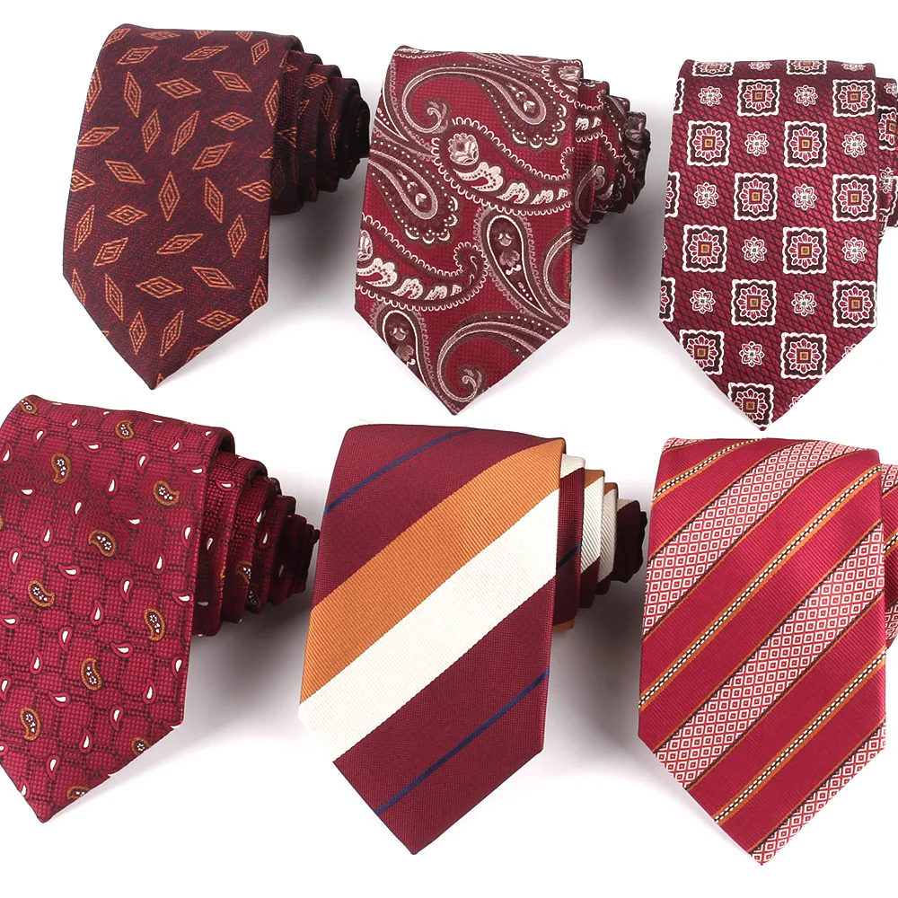 

Men's Stripe Ties 3.15" Classic Tie For Men Women Wine Color Neckties For Wedding Husband Family Birthday Day Neck Ties Gift