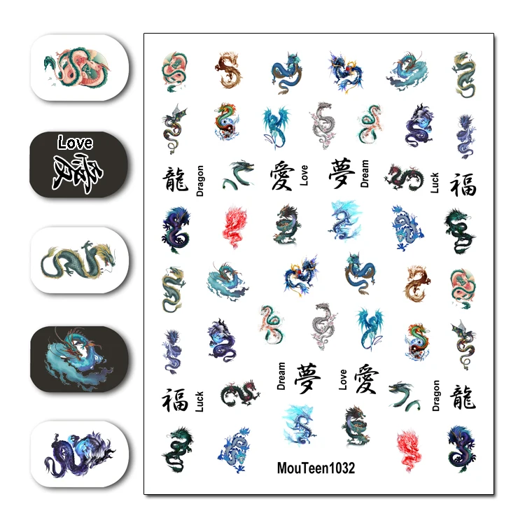 Mouteen1029 Dripping Graffiti Nail Sticker Nail Water Sticker for Art Decal