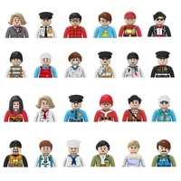 Kids 3D Family Figures Set Building Blocks City Worker Fireman Doctor Dolls Bricks Educational Toys For Children Birthday Gift 2