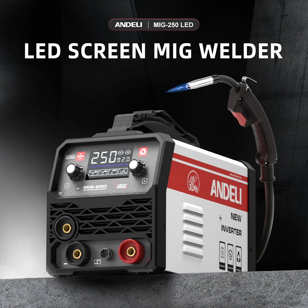 ANDELI 110/220V Semi-automatic Welding Machine IGBT Inverter Synergy Gasless Welder MIG LIFT TIG MMA 3 in 1 Metal Welding