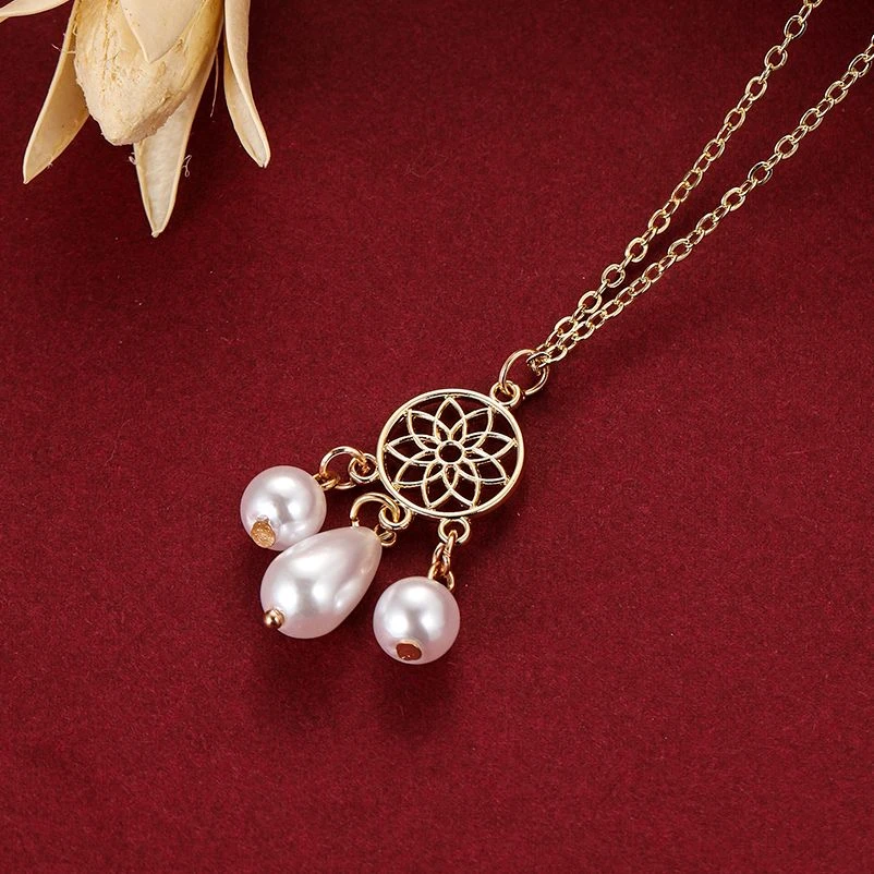 Nouvelle Mode Elegant Noir Blanc Imitation Perle Collier Ras Du Cou Pour Femmes Chat Shell Dream Catcher Fleur Pendentifs En Metal De Mariage Bijoux En Gros Dropshipping Aliexpress