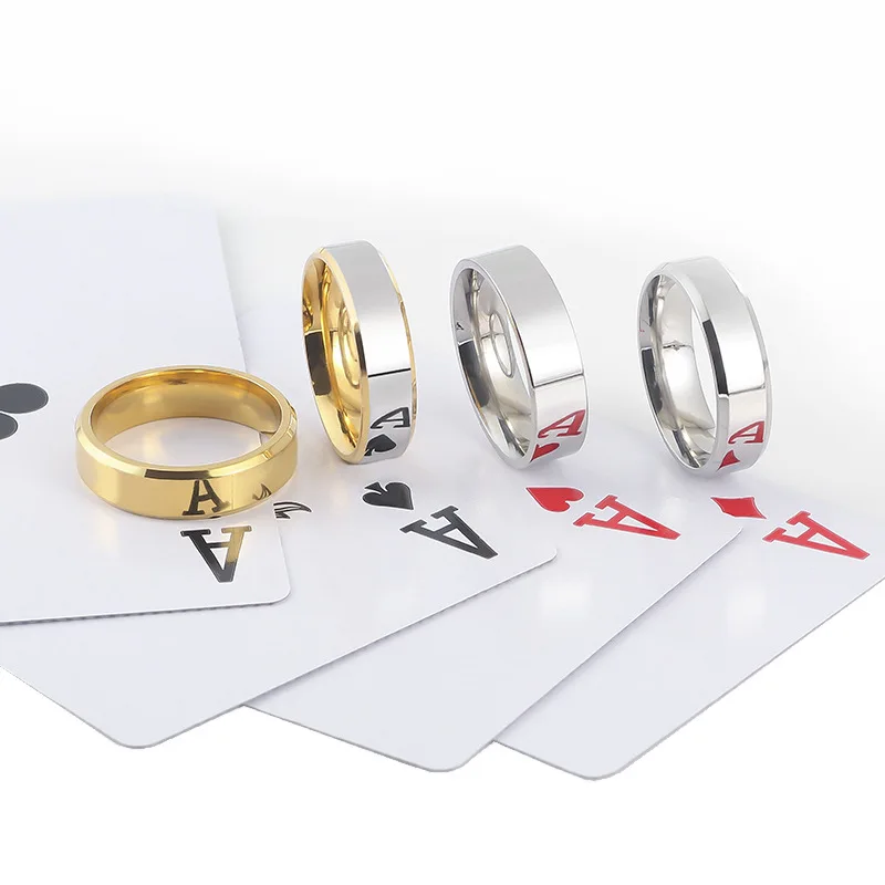 Stainless Steel Mirror Ring, High-Gloss Titanium Steel Band, Poker Magic Reflective Ring for Card Tricks 2