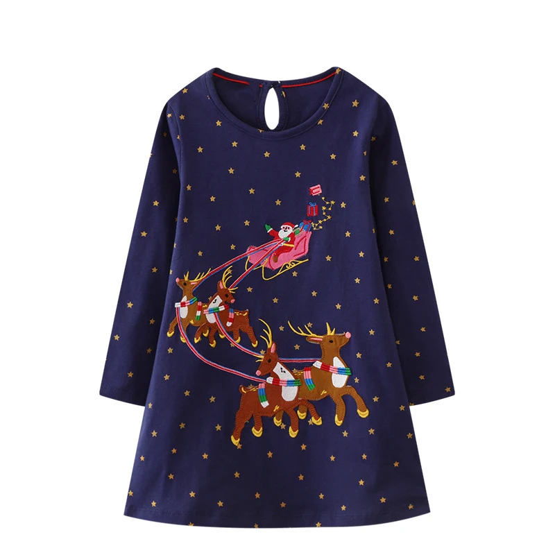 Girls Long Sleeve Dress Halloween Animal Dogs Cats Rabbit for Christmas Costume Kids Girls Dress