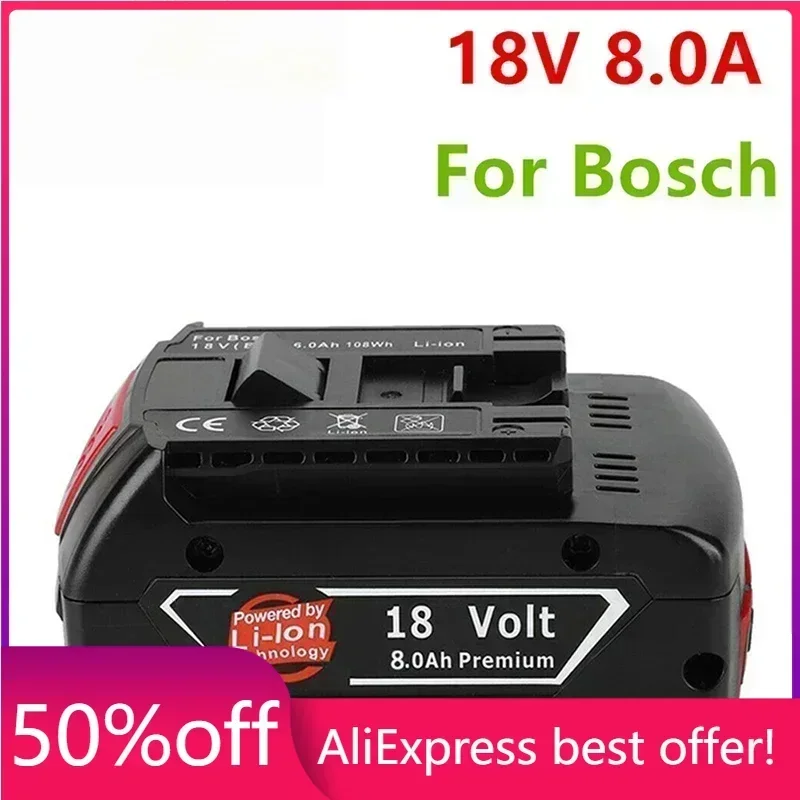 

100%Original18V 8ah Rechargeable Lithium Ion Battery for Bosch 18V 6.0A Backup Battery Portable Replacement BAT609