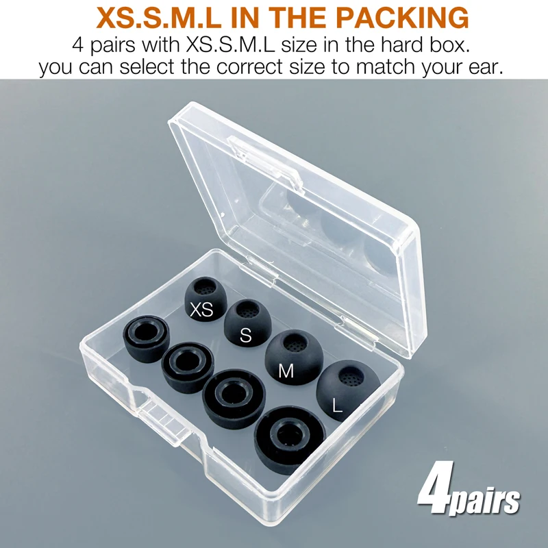 8X Silicone Eartips Compatible with Sennheiser Momentum 4 / Momentum 3 Earbuds * Upgrade with Dust Mesh