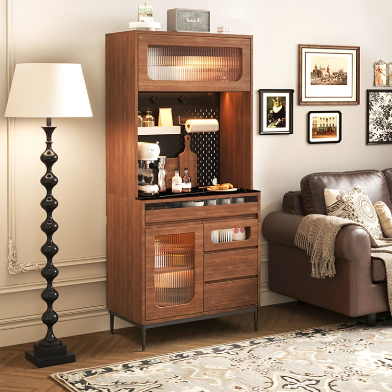 Medieval dining cabinet, kitchen multifunctional storage cabinet, wall mounted integrated storage cabinet next to TV,