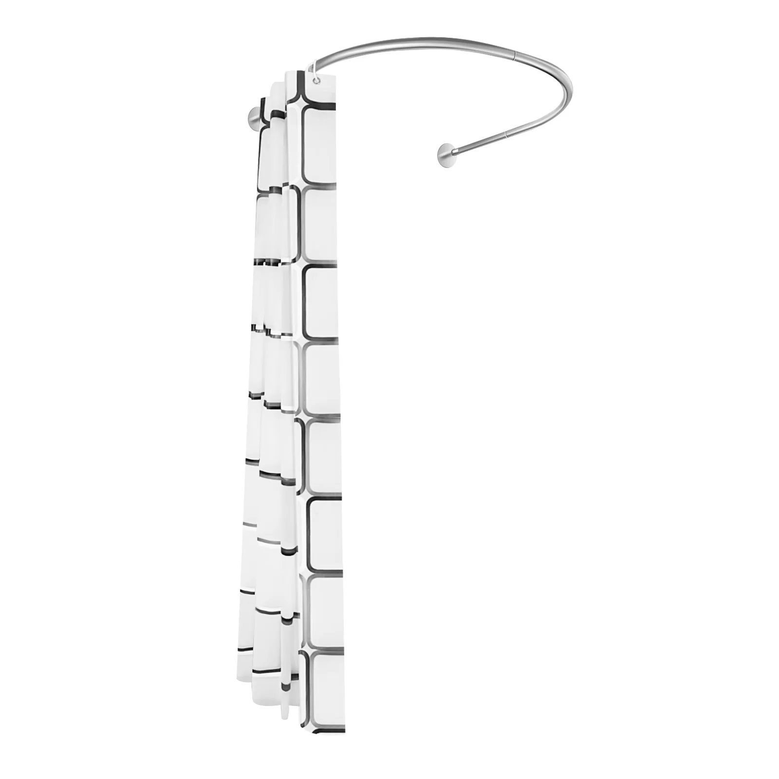 U-förmiger Duschvorhang, Edelstahl-Duschvorhangschiene, ohne Bohren, faltbar, schwer, Anti-Schimmel-Duschvorhang für Badezimmer – Detail 1