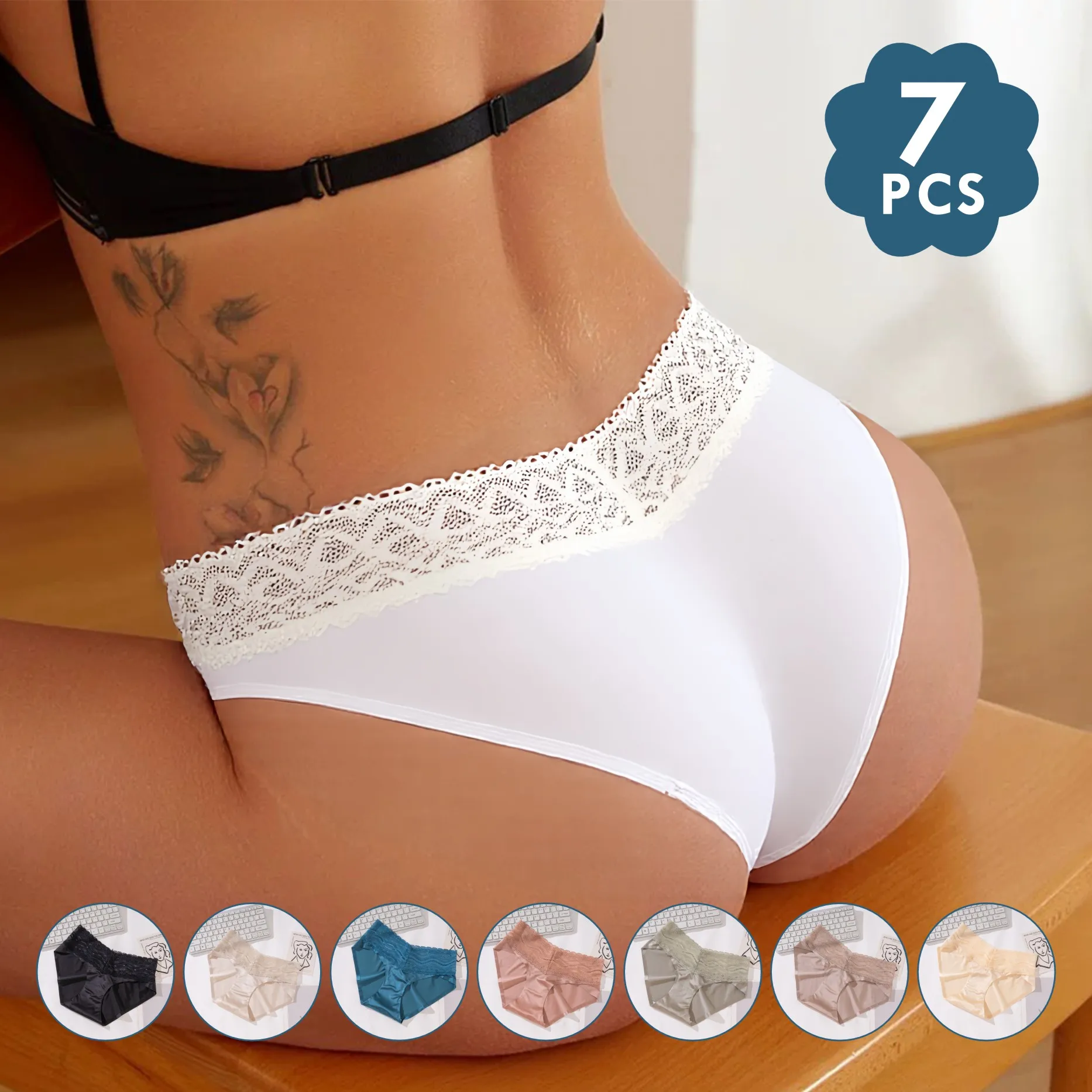 Cotton Women's Panties - Breathable Lace Trim Briefs | Antibacterial Daily Comfort