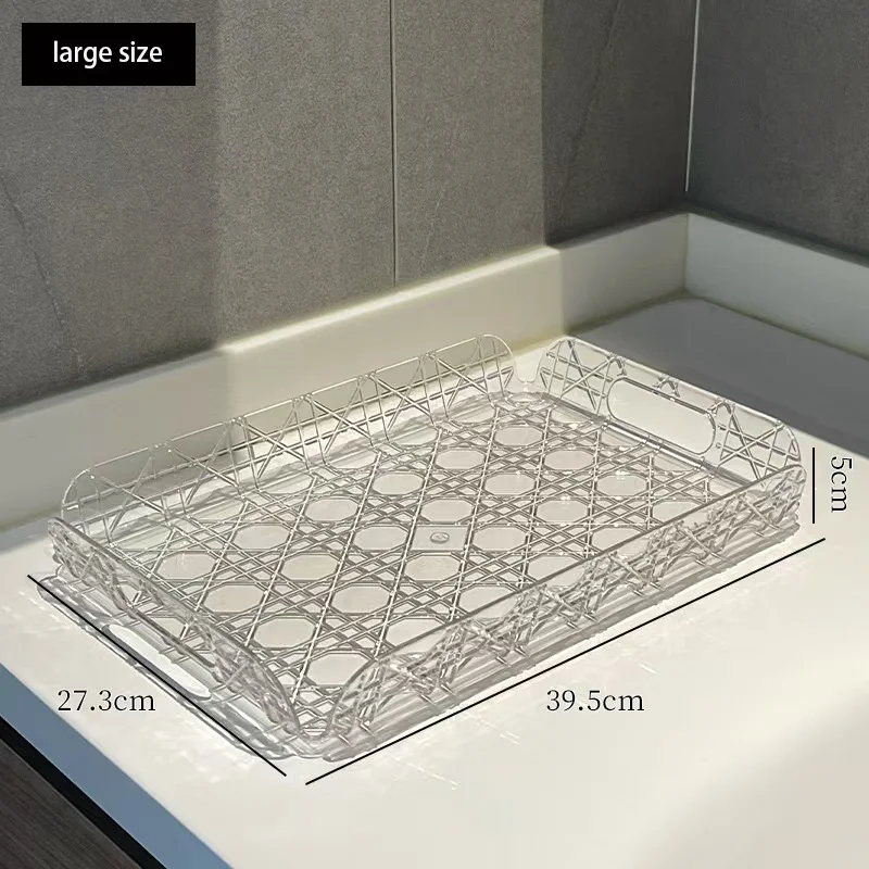 Luxury Vine Pattern Plastics Tray Plaid Jewelry Aromatherapy Storage Plate Living Room Water Cup Trays Desktop Home Decoration 6