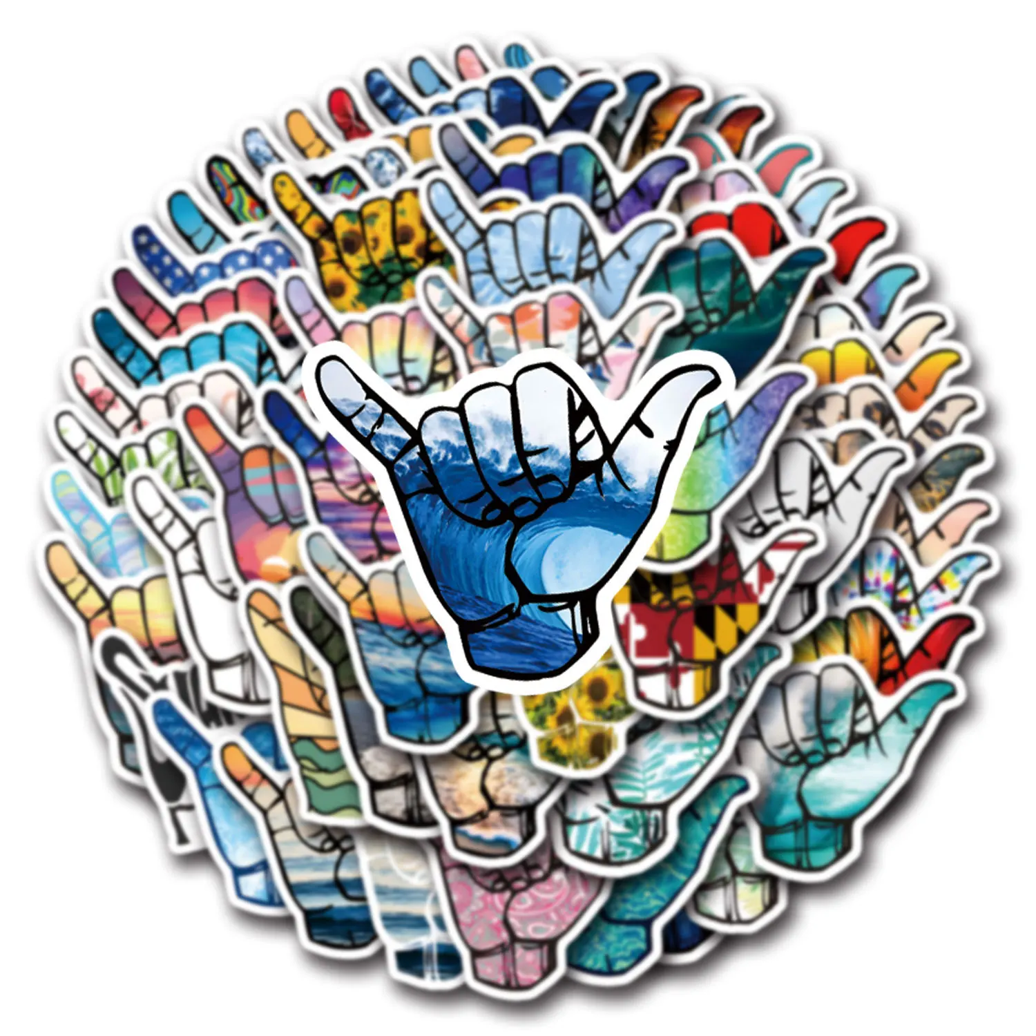Vibrant Shaka Graffiti Sticker Set for Personalizing Your Gear (55 Pieces)
