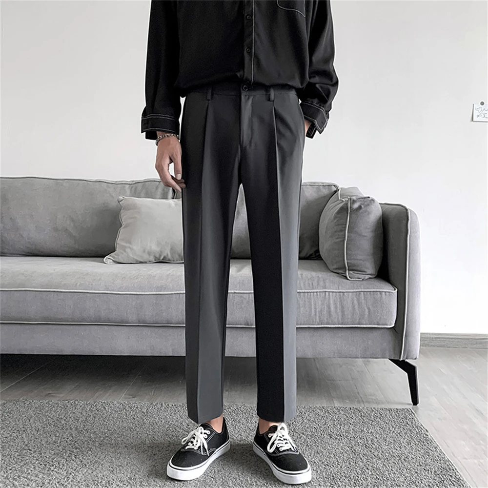 Men Suit Pants Casual Wide Leg Trousers Male Japanese Style Streetwear ...