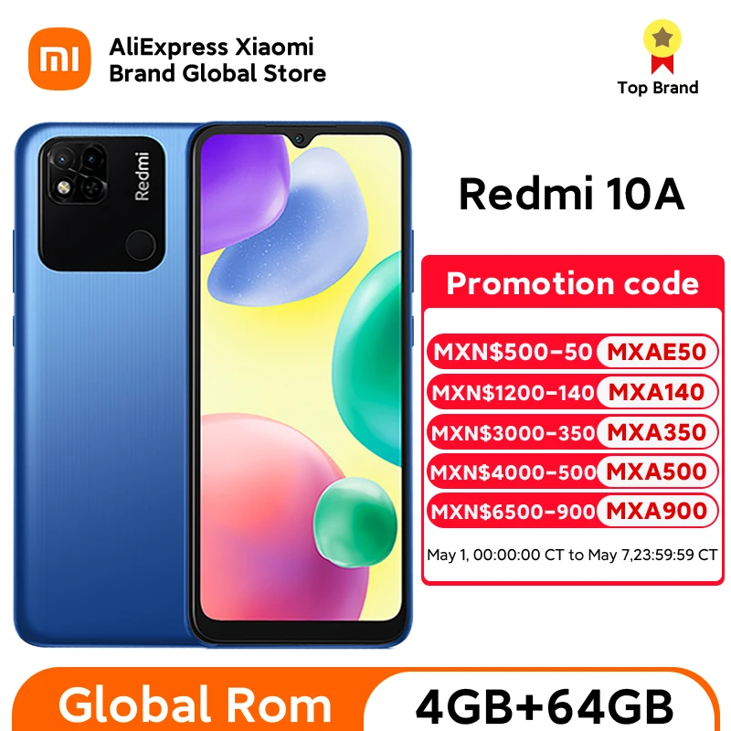 Xiaomi Redmi 10A 4GB+64GB Global ROM Smartphone MTK Helio G25 6.53\