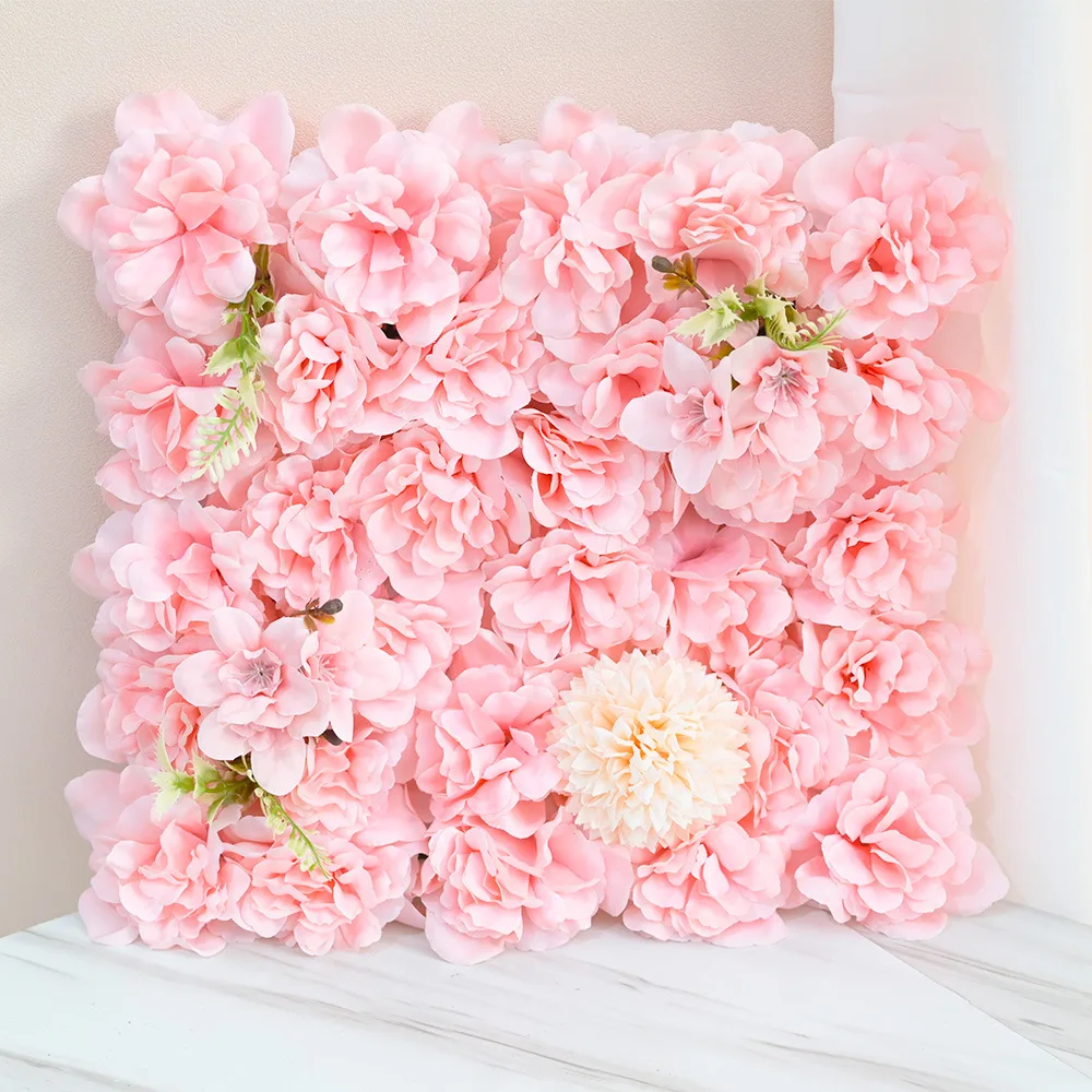 

Artificial Flower Pink Silk Rose Wall Faux Flower Wedding Party Prom Decorative Flower Wall Christmas Home Backdrop Decoration