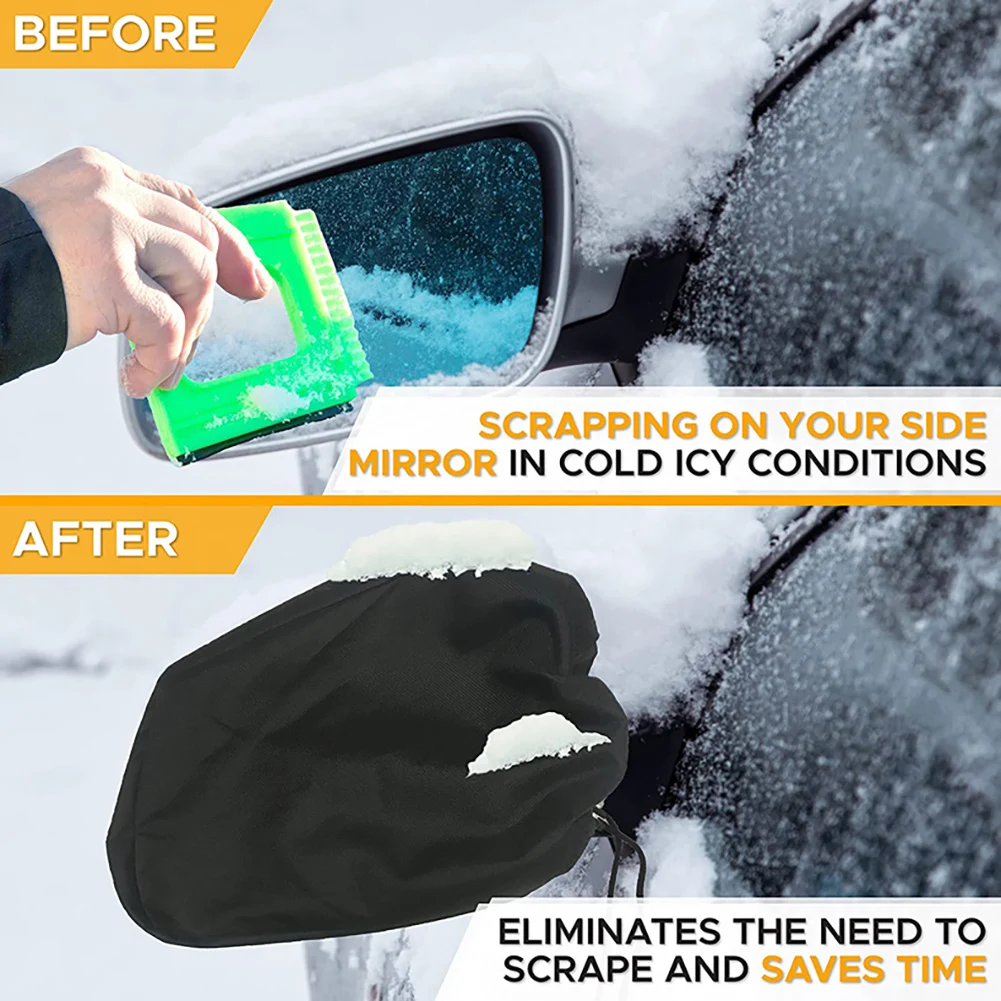 1Pair Rearview Mirror Snow Cover Winter Left and Right Side Mirror Protector Oxford Cloth Snow Freeze Dust Cover Car Accessories