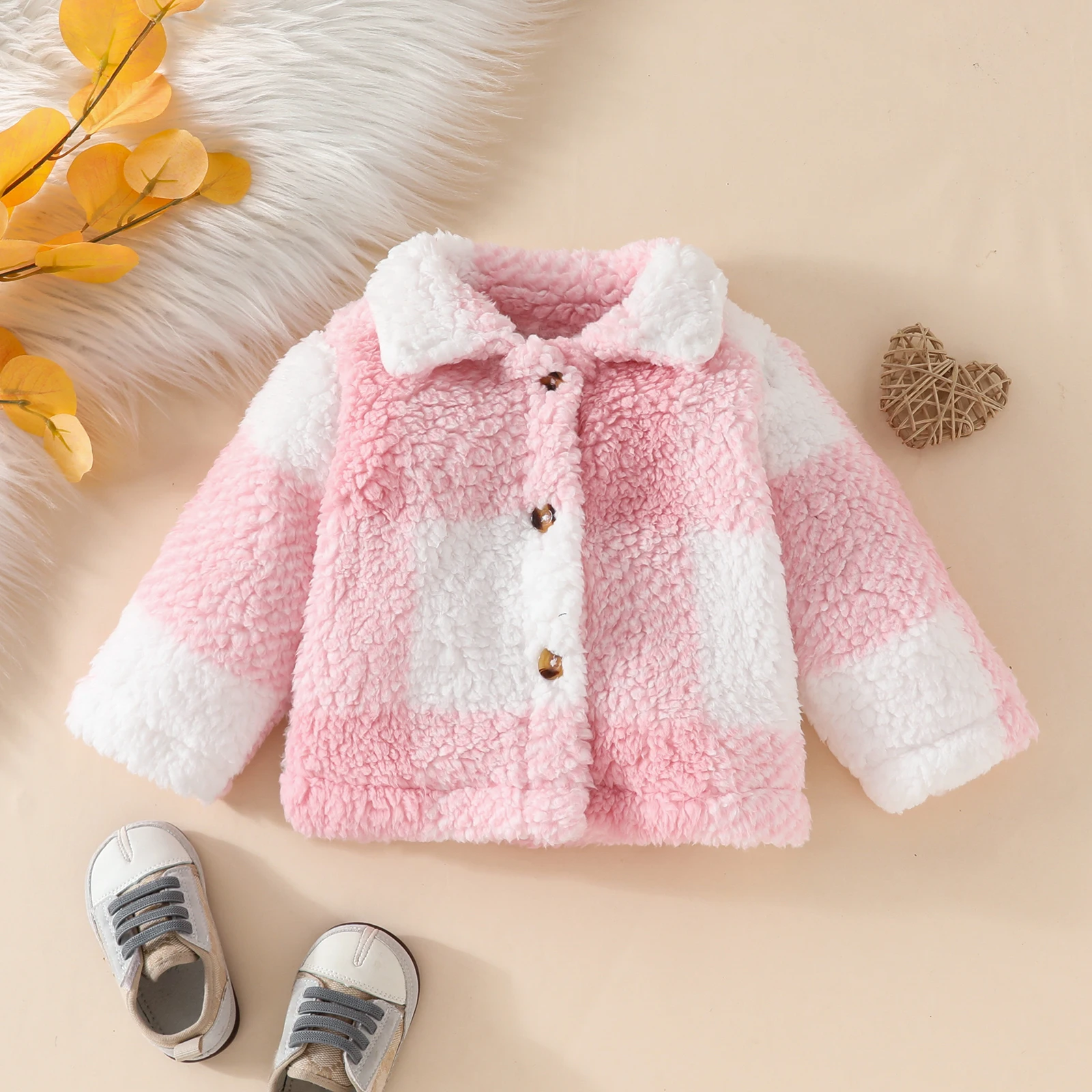 Toddler Girl Lapel Furry Long Sleeve Coat for Autumn Winter
