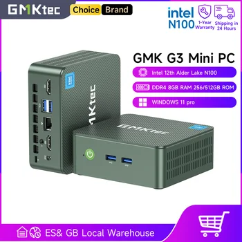 GMKtec G3 Mini PC Intel Alder Lake N100 Windows 11 Pro Desktop Computer 8/16GB RAM 256/512GB PCIe M.2 SSD WiFi 6 BT5.2 Mini PC
