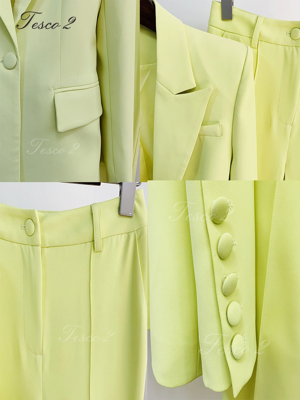 Tesco 2 Formal Women's Suit Slim Fit Long Flare Pants Women Suit 2 Piece Jacket Blazer Pants Chic And Elegant Woman Set