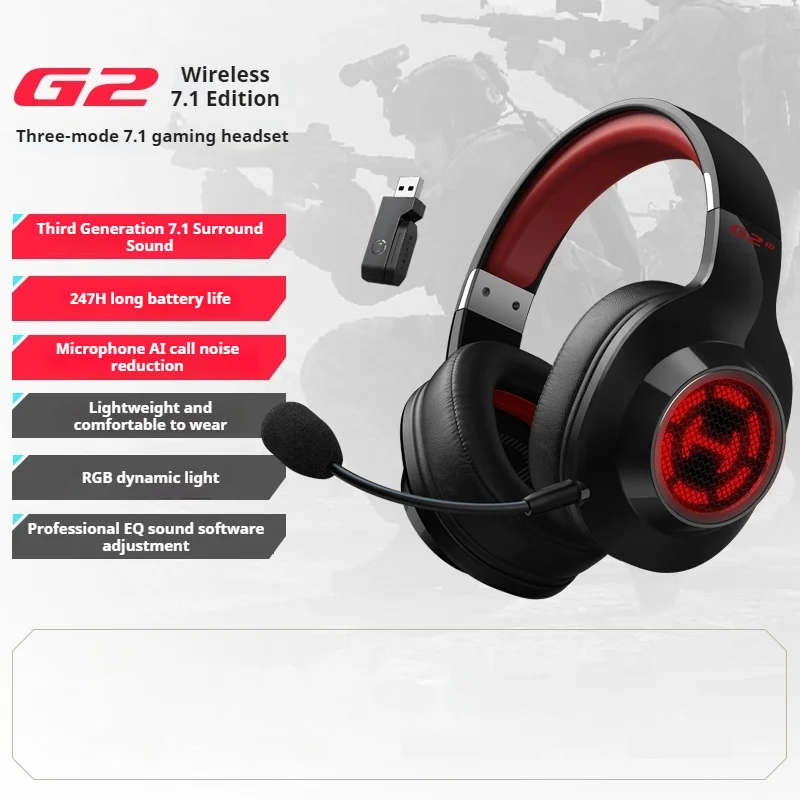Hecate G2 Wireless 7.1 Sound Earphones Laptop Desktop Compute 2.4g Gaming Hifi Multifunctional E-Sports Gaming Headset Gifts