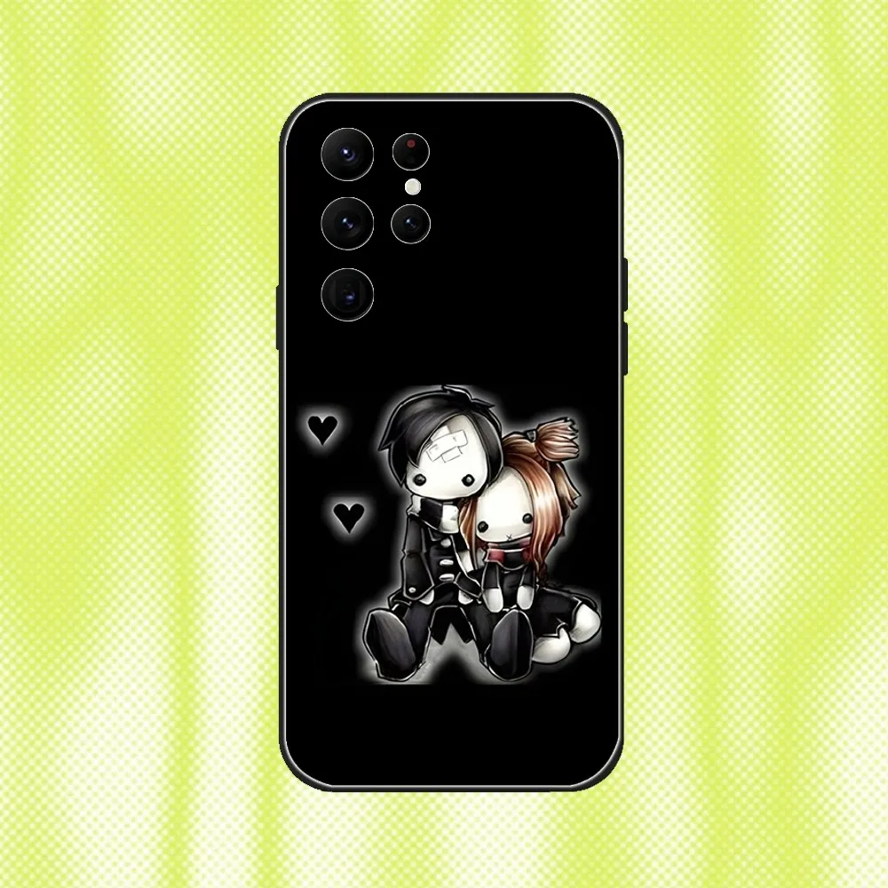 Chic Emo Goth Black Soft Phone Case - Stylish and Adorable Design