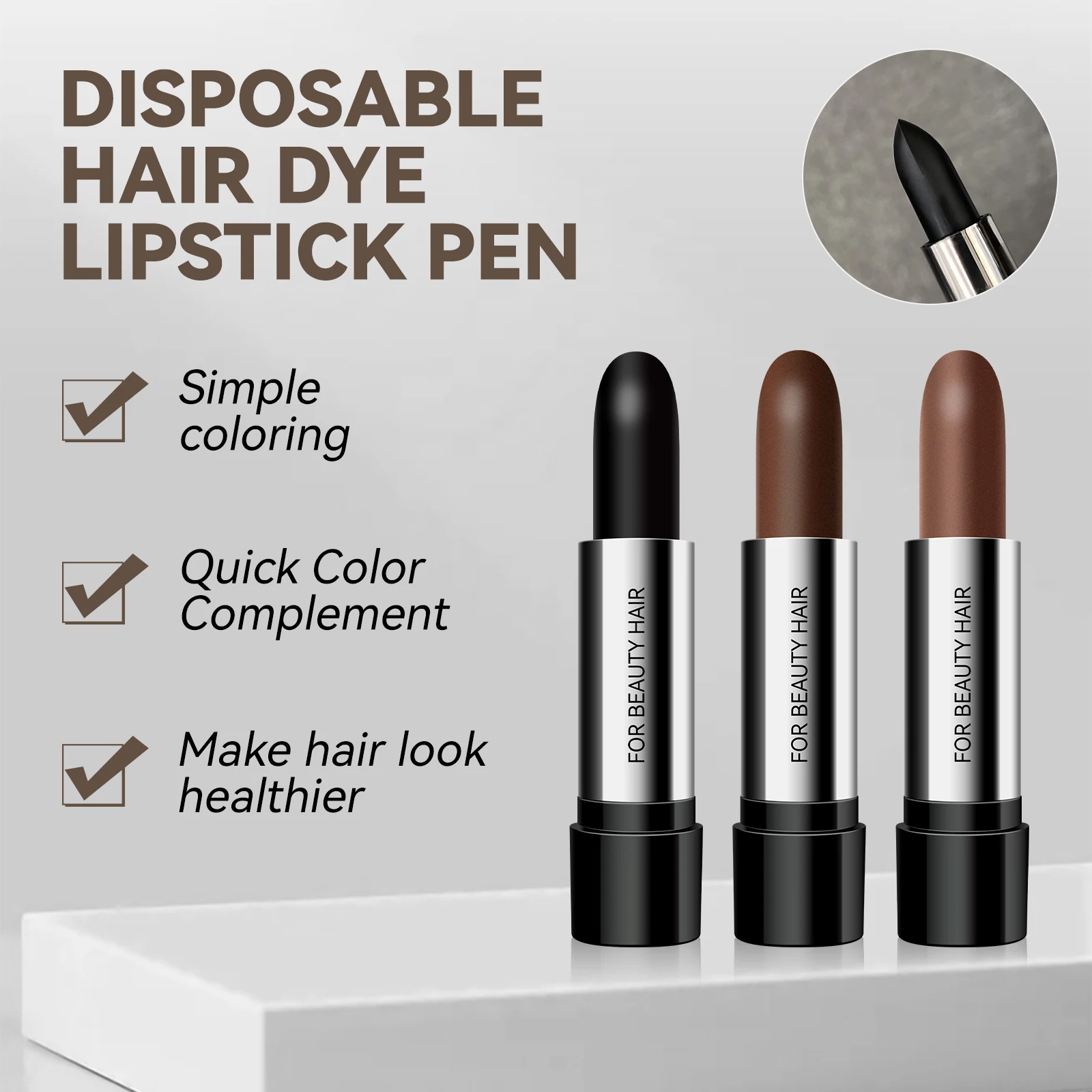 Disposable Temporary Hair Dye Pen Cover White Hair Lipstick Style black temporary dye hair coloring product