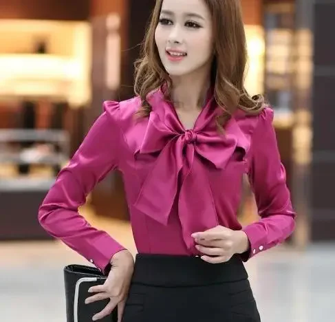 satin bow blouse