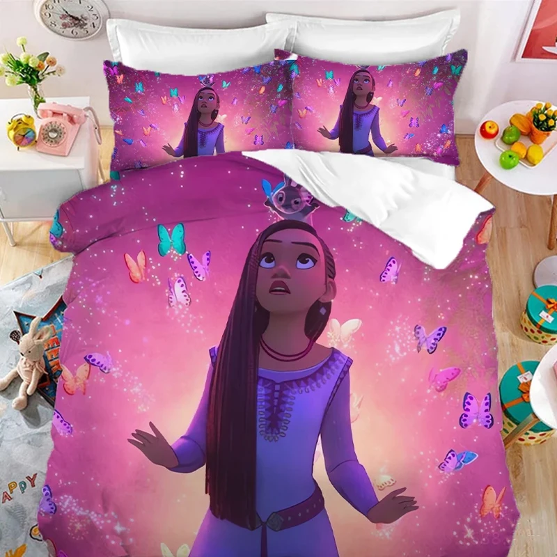 thumbnail image 1 of Disney Wish Asha funda nórdica con funda de almohada, dibujos animados de Anime, princesa Asha, juego de cama de Navidad, decoración de dormitorio, regalo para niños, 1 of 5
