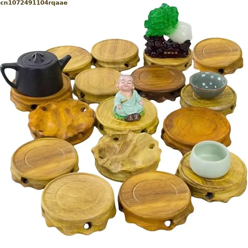 Natural Solid Wood Round Plant Stand Handmade Elegant Bonsai Base Rustic Home Decor Shelf Vase Sorting Table Flower Pot Holder