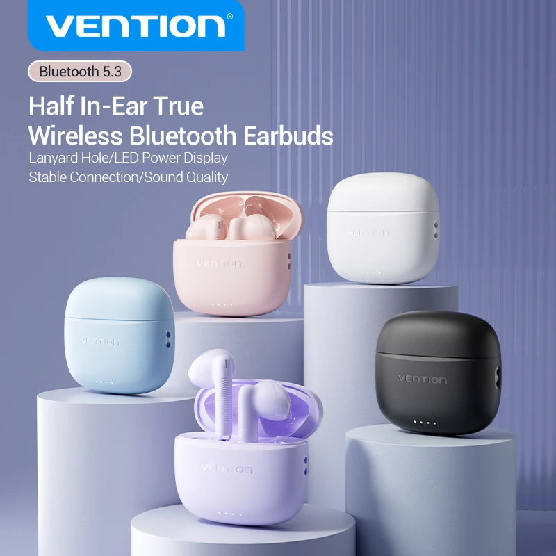

Vention Wireless Earphones Bluetooth 5.3 Headset TWS Hi-Fi Stereo Sports with Mic Earbud Low Latency Headphones Touch Control