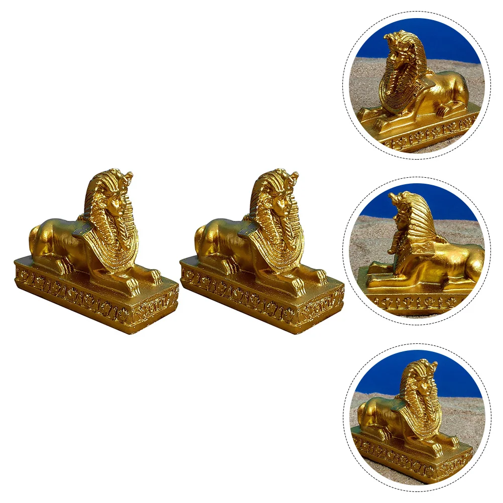 

2pcs Small Sphinx Model Desktop Restaurant Decoration Photo Props (Golden)