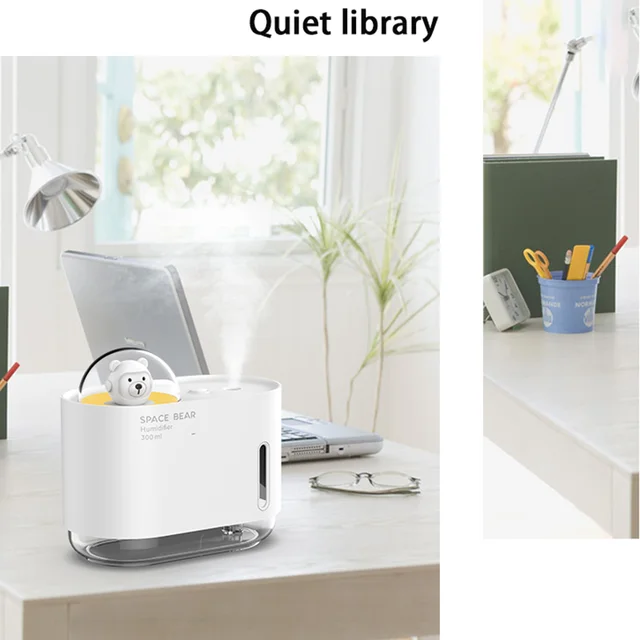 300ML USB Cartoon Space Bear Portable Humidifier Incense Maker Mini Desktop Air Atomization Humidifier Household Silent Sprayer 6