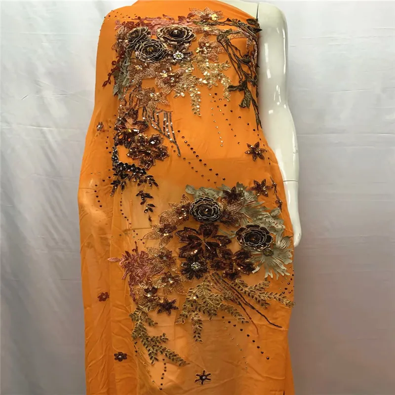 

5 YARD Good Quality Silk lace Fabric Satin For Women Dress 100% Real Silk Material Print fabric Embroidered ribbon flower LXE421