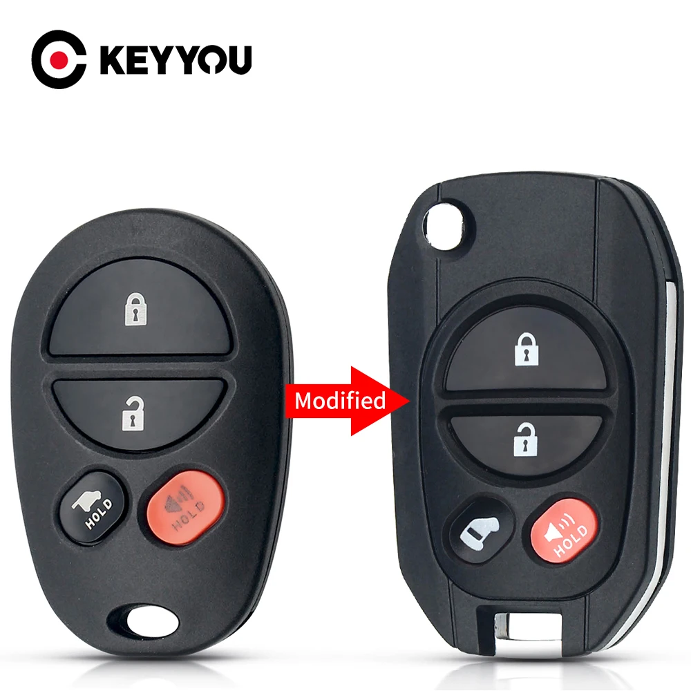 Чехол KEYYOU для автомобильного ключа 10 шт./лот 3 + 1 4 кнопки чехол Toyota Sequoia Sienna Tundra