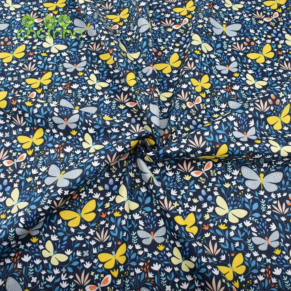 Chainho,Printed Twill Weave Cotton Fabric,Patchwork Cloth,DIY Sewing Quilting Material,Cartoon Series,2 Specification,CC158