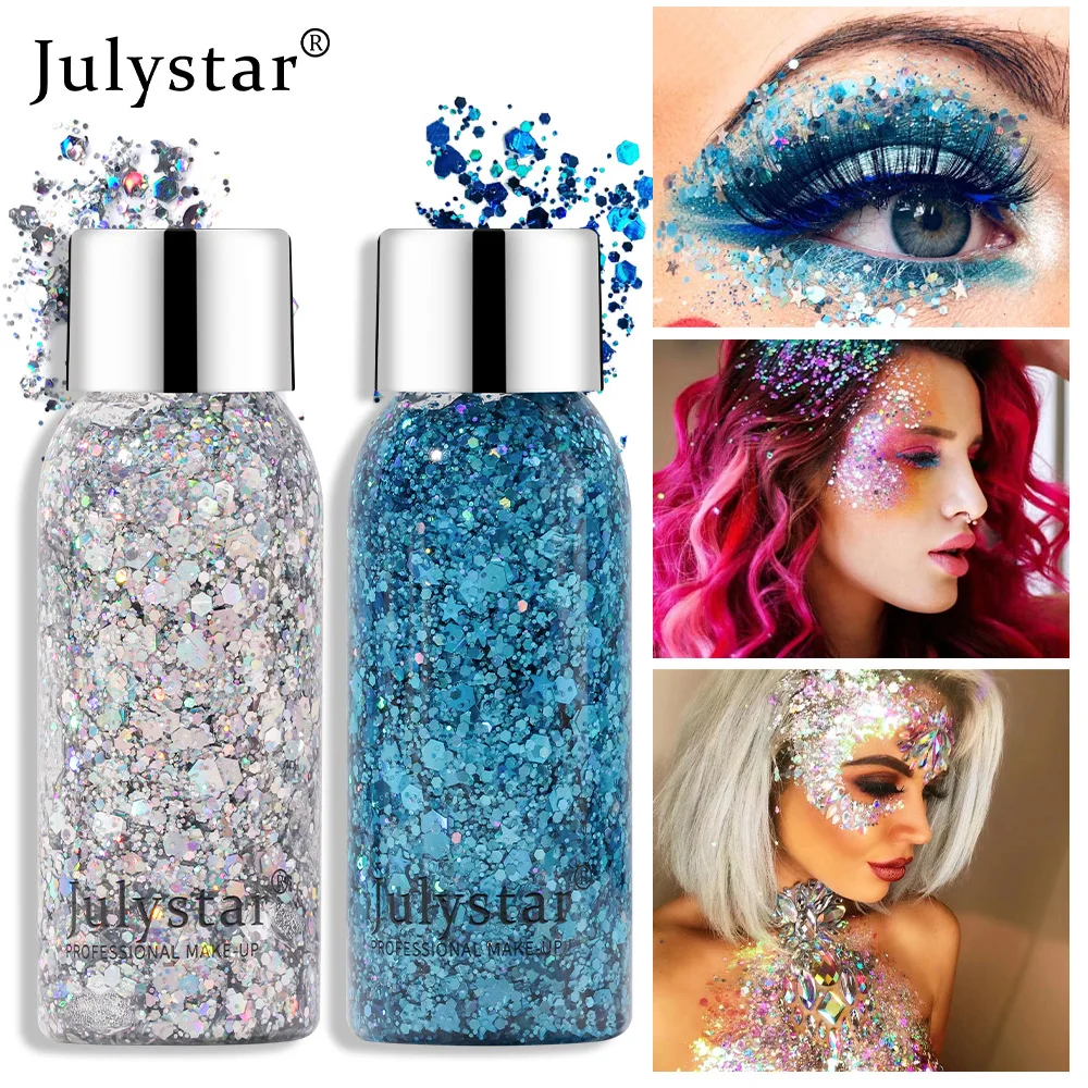 

10 Colors Bright Stage Makeup Glitter Eye Shadow Liquid Face Body Sequin Gel 30ml face glitter