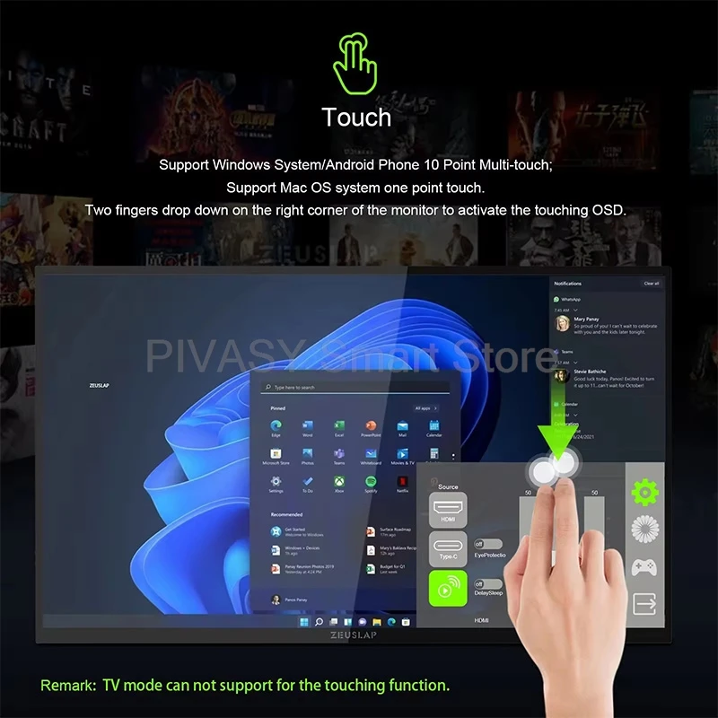 Portable Monitor Smart TV Touch Screen 18.5 Inch FHD Google Entertainment Interactive Zoom for Office Movie Indoor Lightweight - Image 3