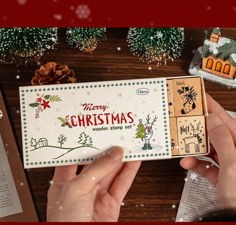 Description Picture 5 of itemChristmas Wood Stamps Set DIY Seal Stamping for Scrapbooking Card Making Journaling Hobby DIY Decorative Craft Supplies