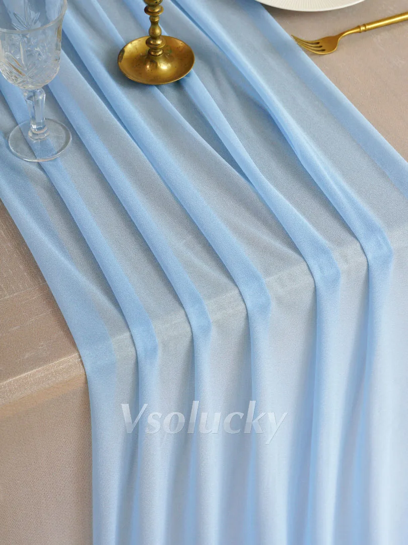 Light Blue Sheer Table Runner for Celebrations and Home Decor