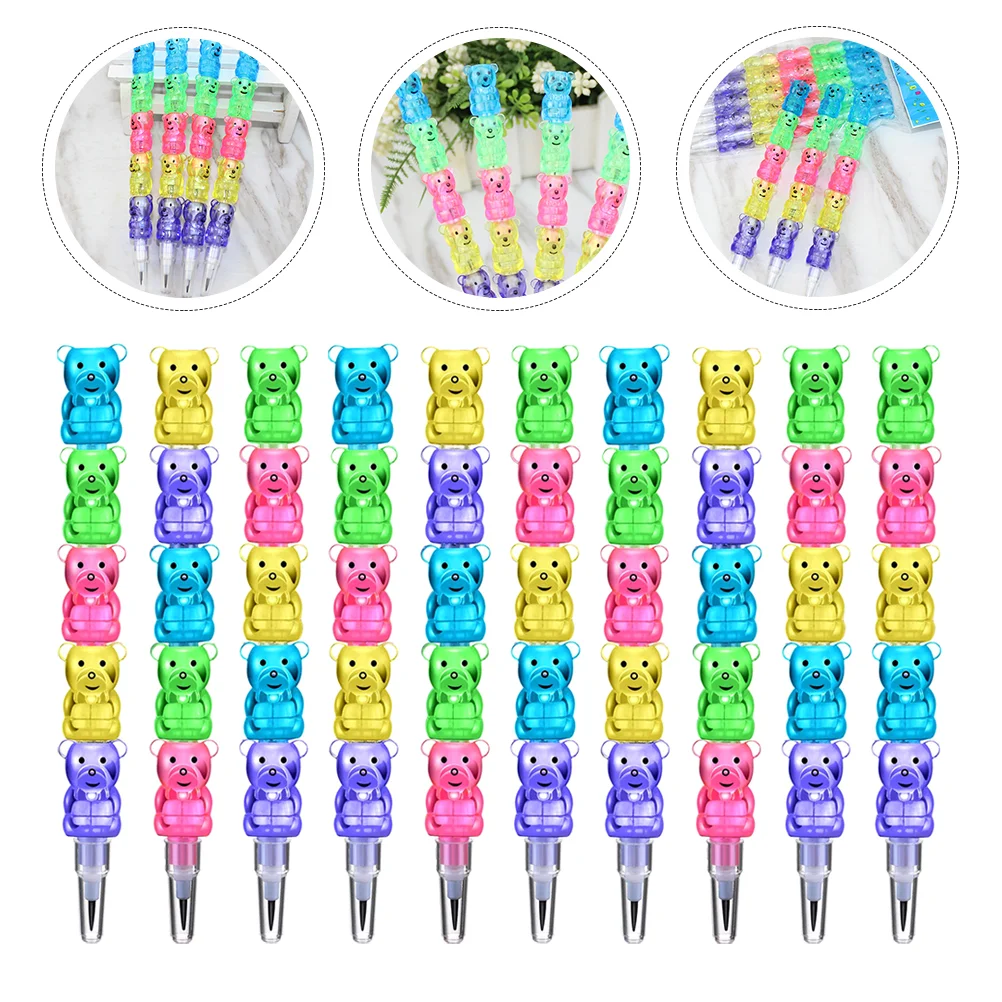 12 Pcs Pencil The Gift Stackable Bear Stacking Pointy Shaped School Supplies New Material Pencils Kid Child Student kids toys educational playthings school supplies diy stationery pencil case child