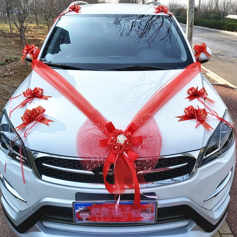 Artificial-Flower-Pull-Flowers-Veils-Bows-for-Wedding-Car-Decoration ...