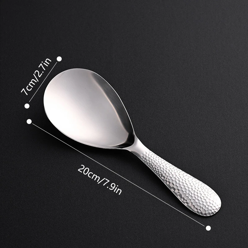 Stainless Steel Hammer Patterned Rice Spoon Cafeteria Restaurant Self-Service Rice Shovel Household Spoon