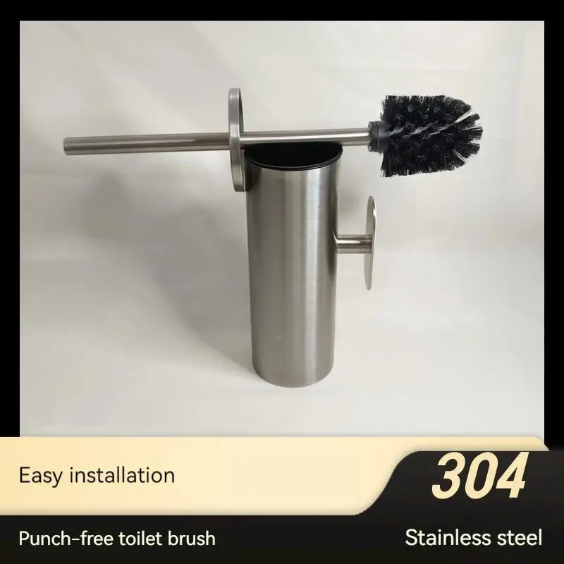 Toilet Brush Odor-Proof Sealed No-Drill Wall-Mounted 304 Stainless Steel Home Bathroom Wall-Mounted Toilet Brush
