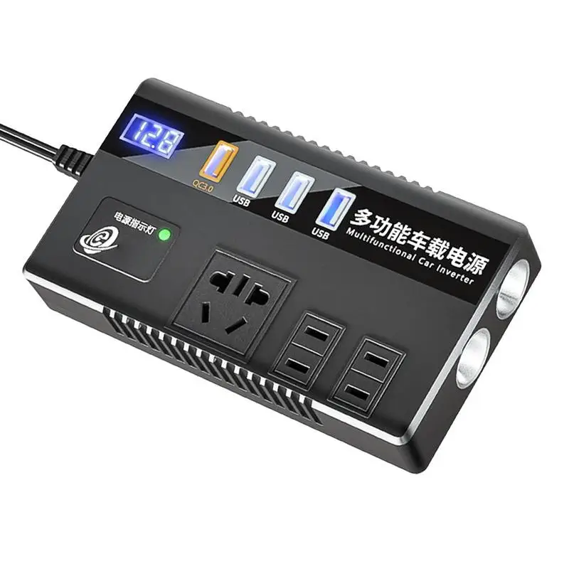 

DC To AC Converter For Car Car Charger Adapter 12V 24V To 220V DC To AC 1-Port QC3.0 Fast Charging Digital Display Inverter For