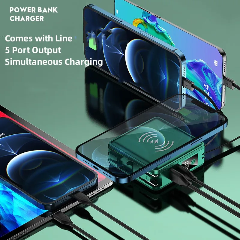 5 in 1 Wireless Charger Power Bank 15000mAh Mini Powerbank for iPhone 13 Samsung Xiaomi Fast Charging Portable Charger Poverbank