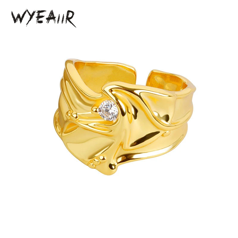 

WYEAIIR INS блестящее необычное геометрическое простое искусственное серебряное регулируемое Открытое кольцо для женщин Роскошные ювелирные изделия